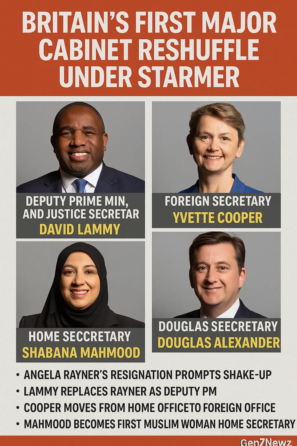 Britain’s First Big Cabinet Reshuffle Under Starmer: A GenZNewz Guide